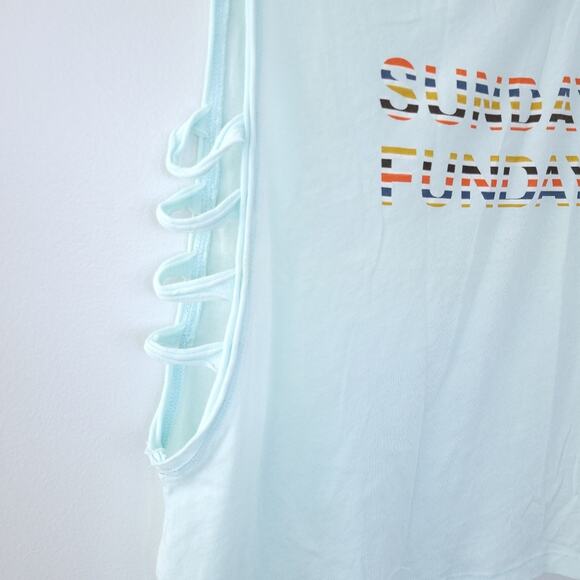 New HelloNite Sunday Funday Workout Tank Sleeveless Caged Sides/Open Exercise - Picture 3 of 7